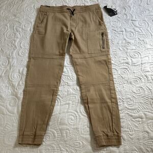 Modern Culture Jogger Pants Mens Medium Khahi Tan Stretch Moto Tapered Fit
